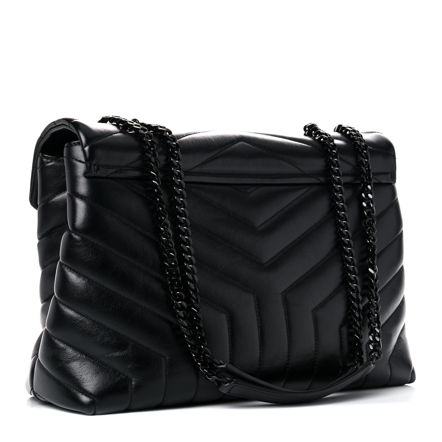 Saint Laurent Calfskin Y Quilted Monogram Medium Loulou Chain Satchel Black 3 of 12