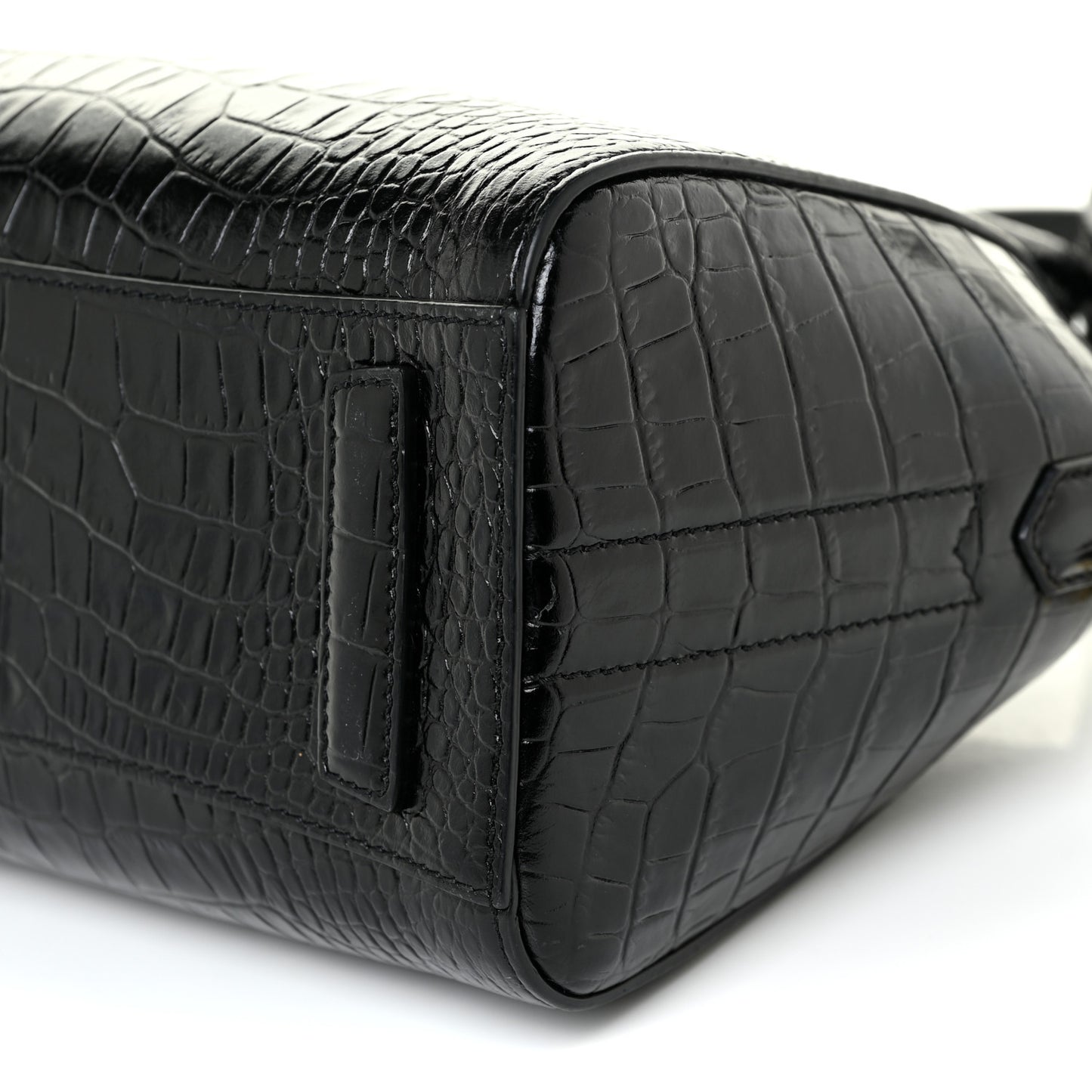 Calfskin Crocodile Embossed Mini Antigona Black