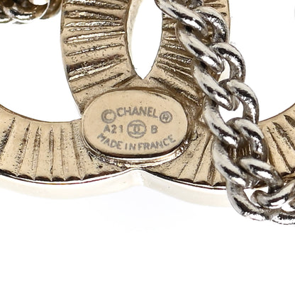 Chanel Crystal Chain CC Earrings Gold 4 of 5