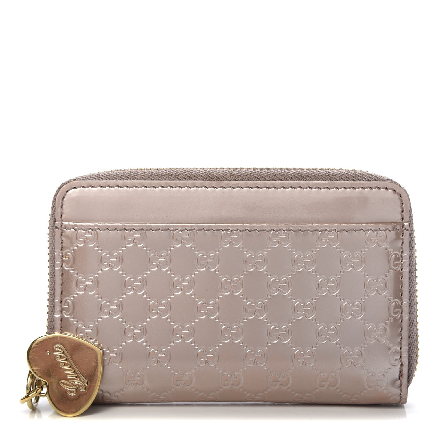 Gucci Patent Microguccissima Heart Detail Zip Around Card Case Pink 1 of 7