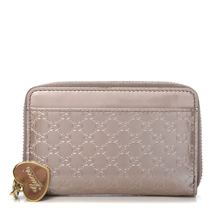 Gucci Patent Microguccissima Heart Detail Zip Around Card Case Pink 1 of 7