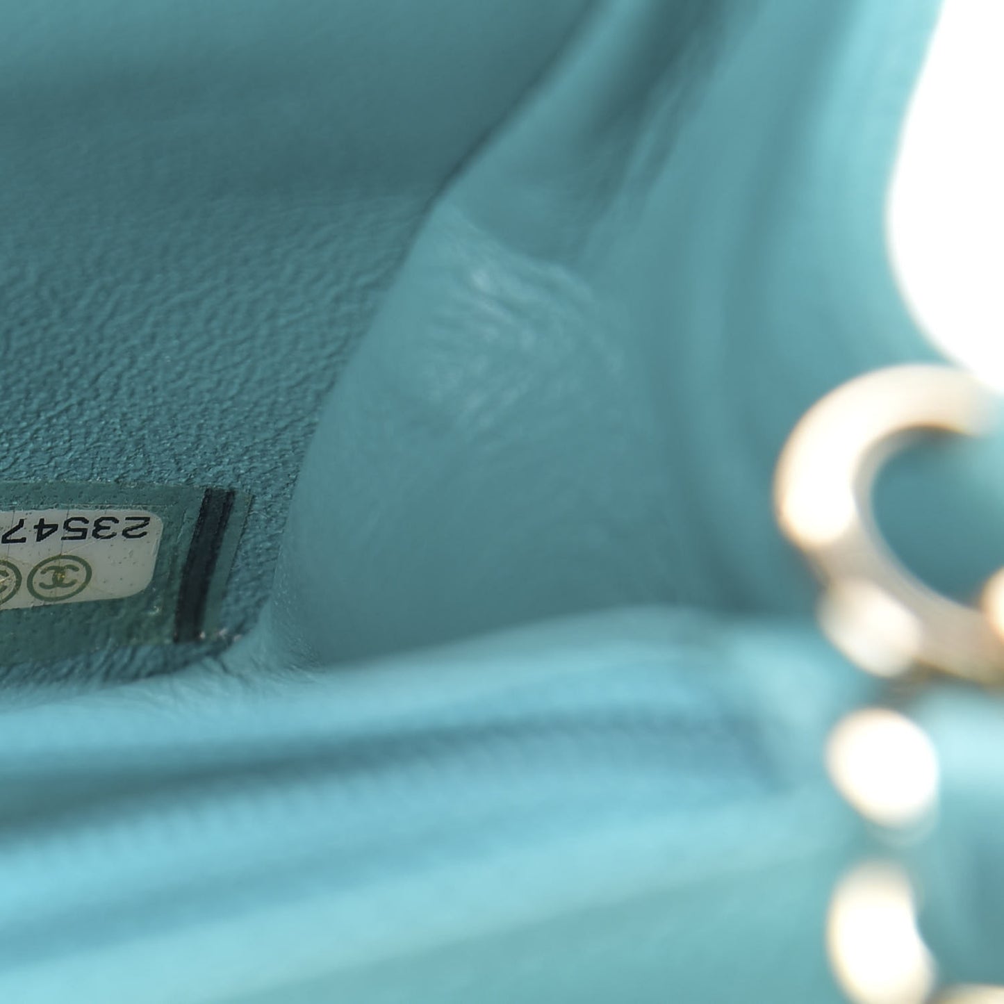 Caviar Quilted Mini Rectangular Flap Turquoise