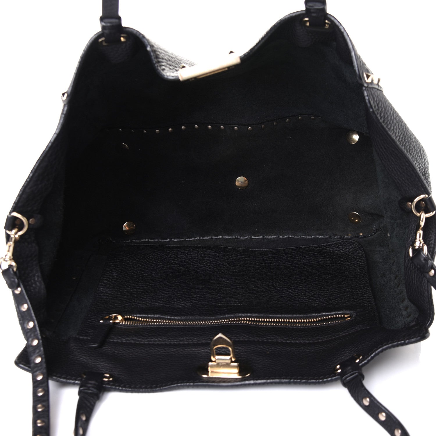 Valentino Garavani Pebbled Calfskin Medium Rockstud Tote Black 8 of 20