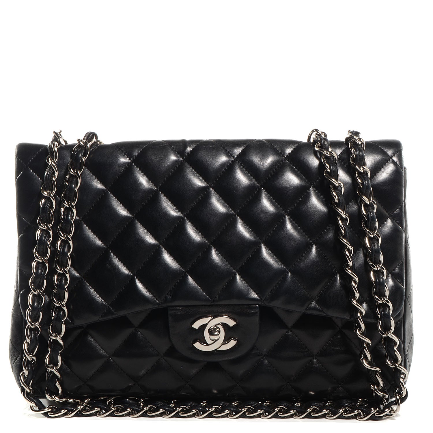 Chanel Lambskin Quilted Jumbo Single Flap Black 1 of 8