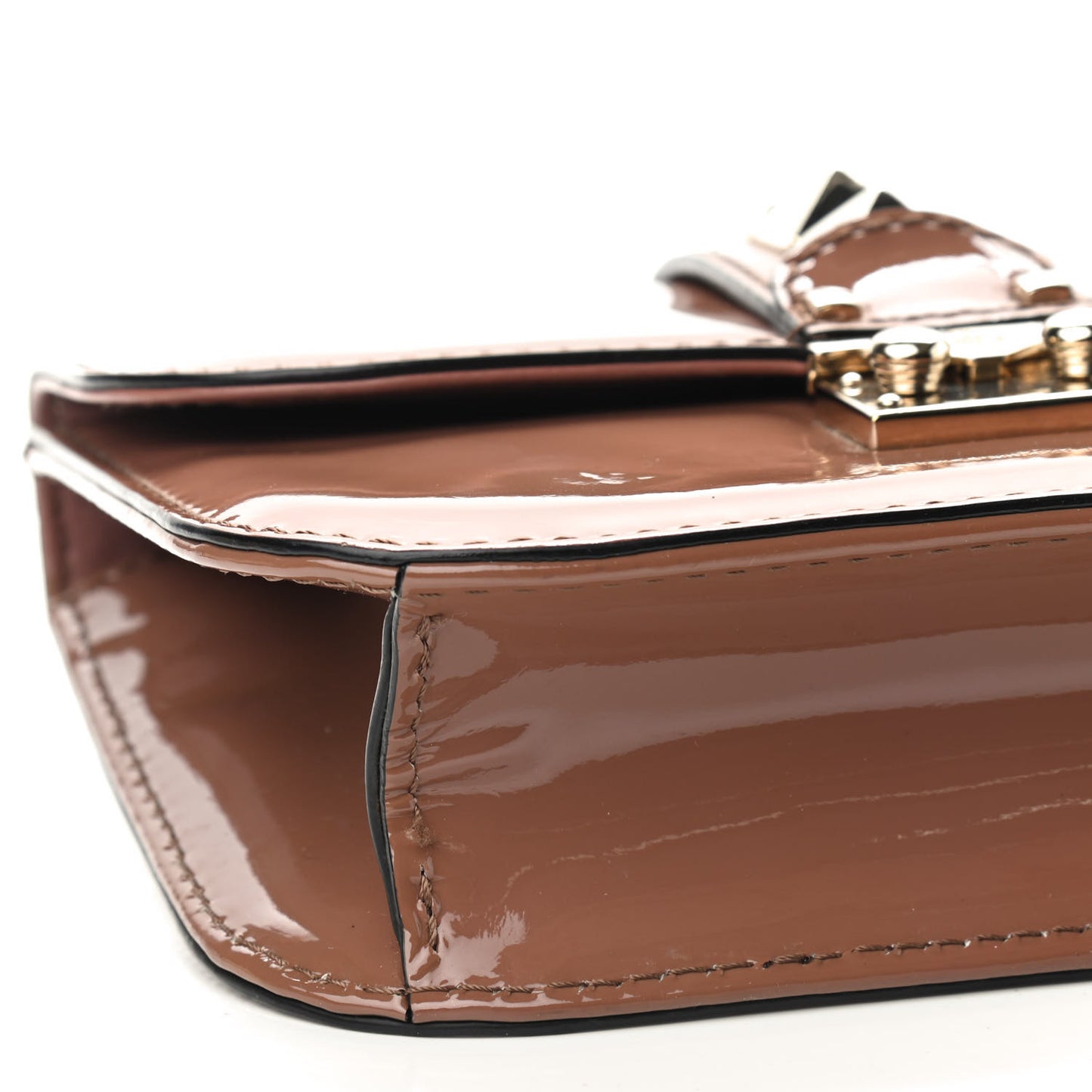 Patent Small Glam Lock Rockstud Flap Dahlia Rose