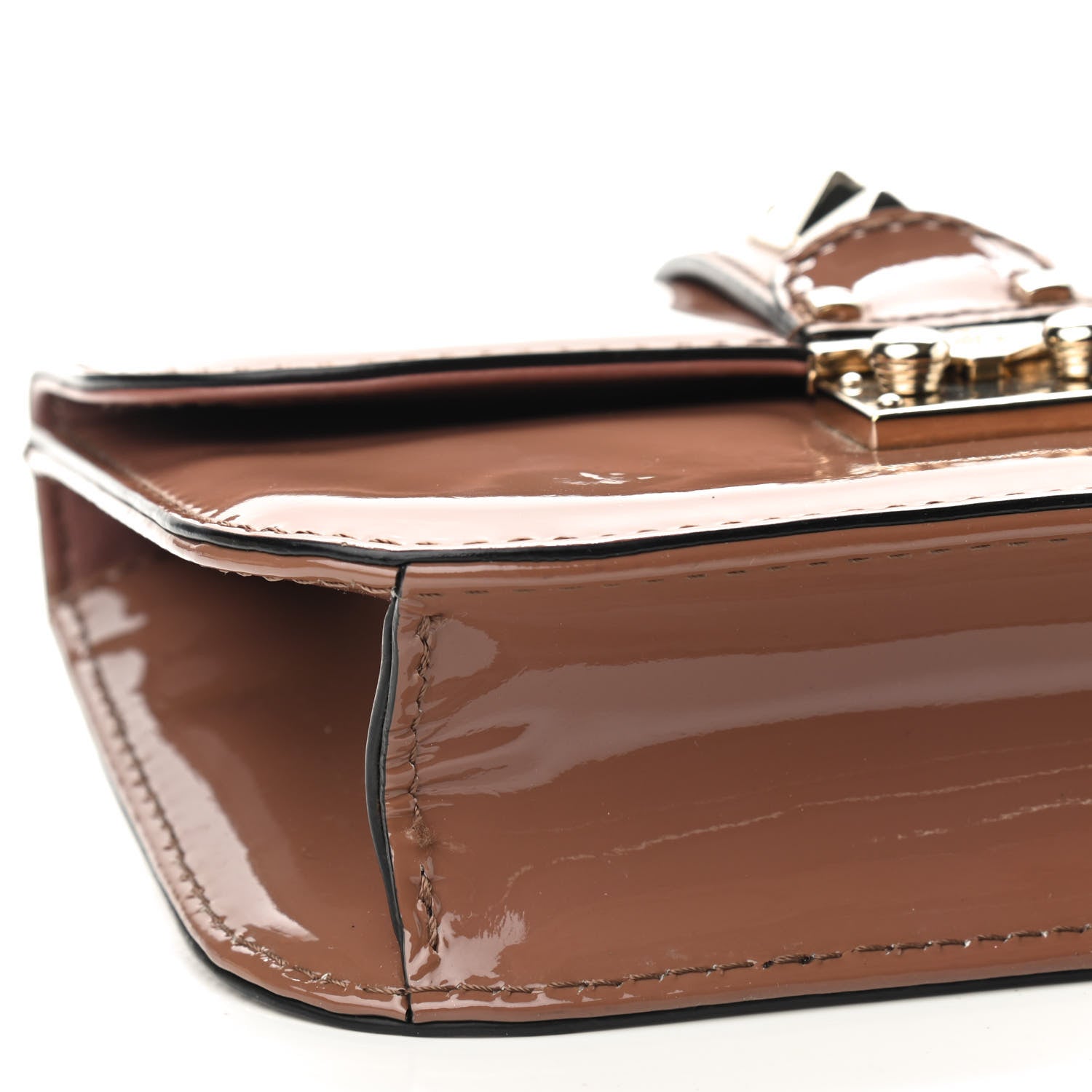 Valentino Garavani Patent Small Glam Lock Rockstud Flap Dahlia Rose 7 of 9