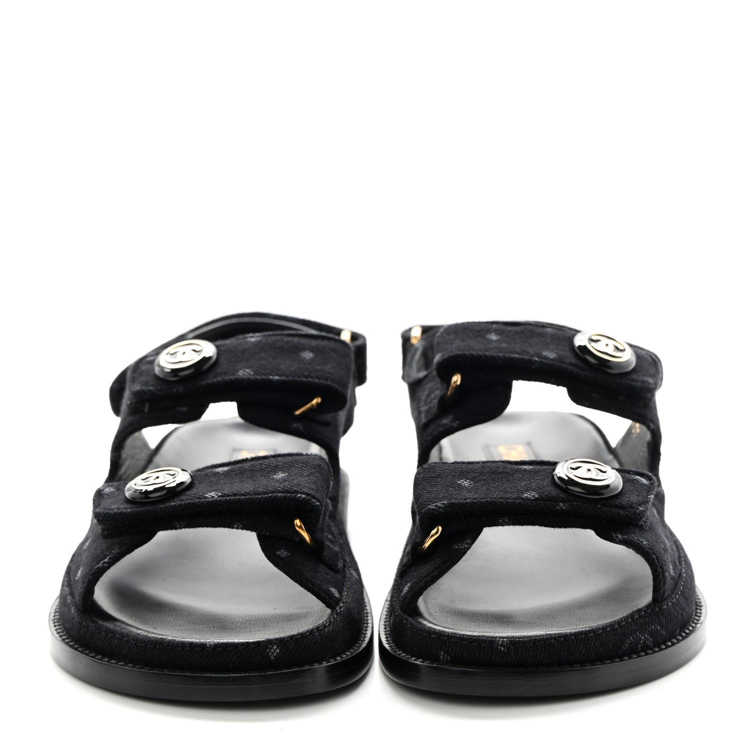 Chanel Denim Printed Dad Sandals 36.5 Black 2 of 13