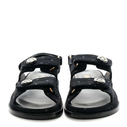 Chanel Denim Printed Dad Sandals 36.5 Black 2 of 13
