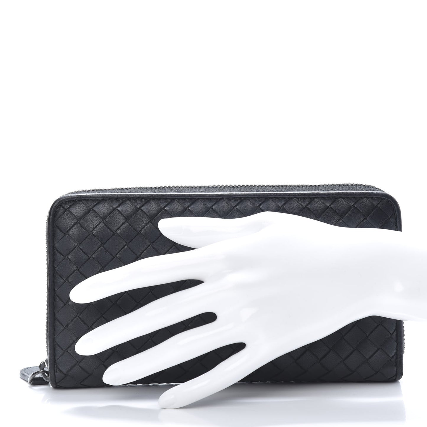 Nappa Intrecciato Zip Around Wallet Black