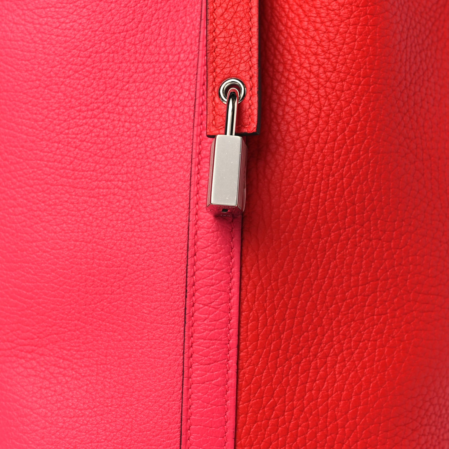 Taurillon Clemence Tri-Color Picotin Lock 18 PM Rouge Coeur Rose Extreme Bleu Zanzibar