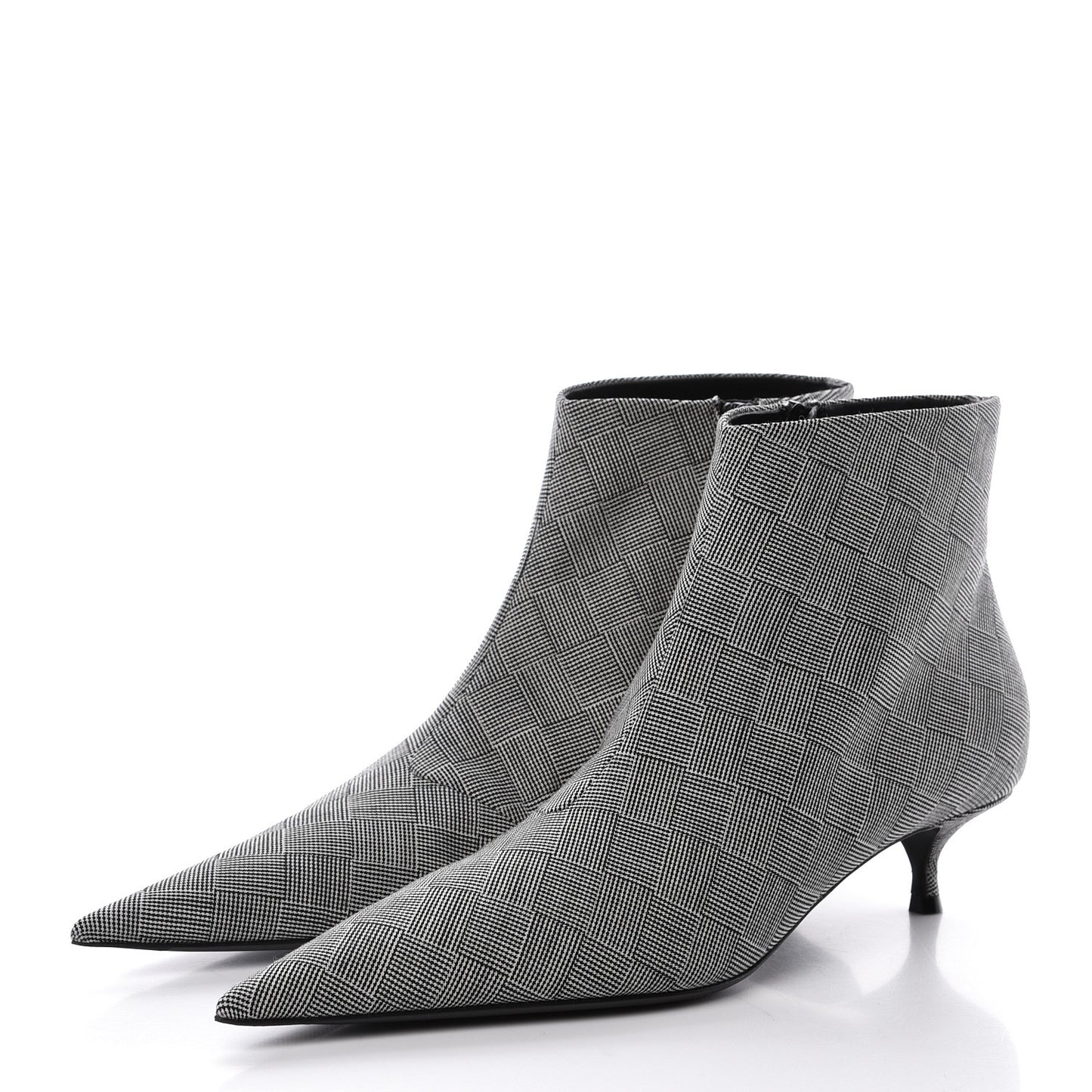 Wool Checked Knife Pointy Toe Boots 38.5