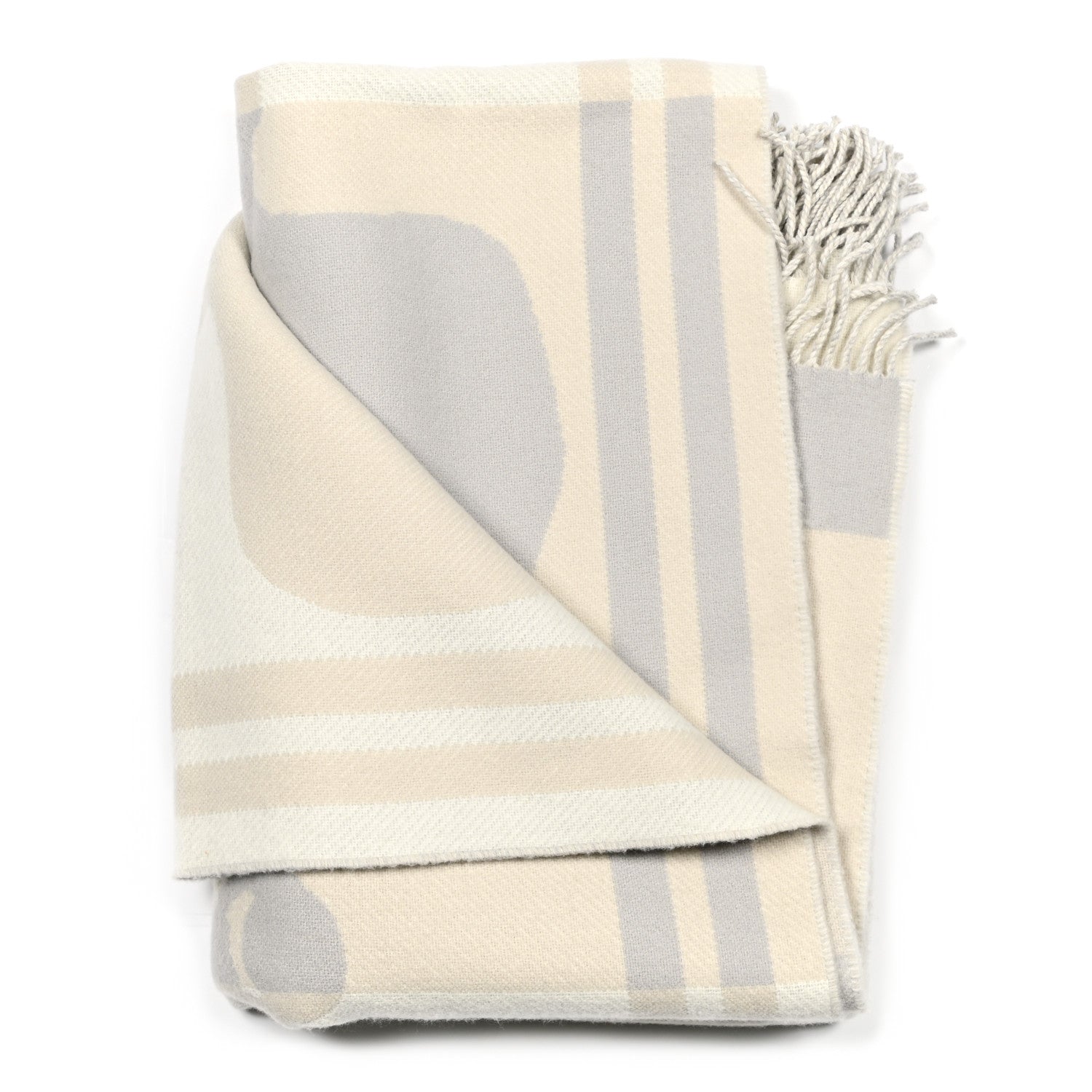 Hermes Cashmere Wool Brides De Gala Plaid Blanket Gris Perle 2 of 4