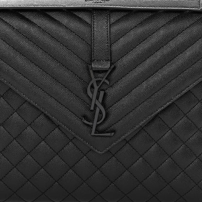 Saint Laurent Grain De Poudre Textured Mixed Matelasse Large Triquilt Monogram Monochrome Satchel Black 8 of 10