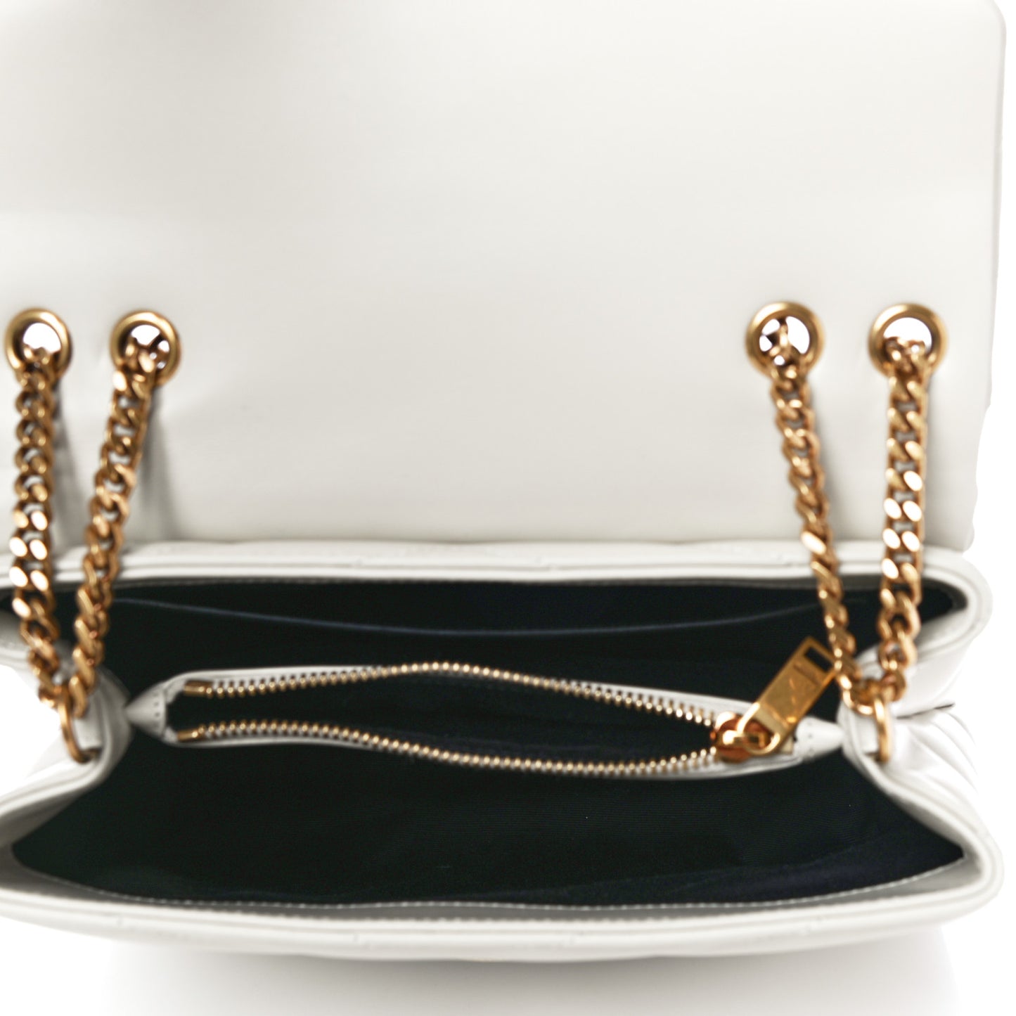 Calfskin Y Quilted Monogram Small Loulou Chain Satchel Ivory