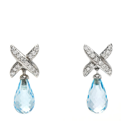 David Yurman Sterling Silver Blue Topaz Diamond X Drop Earrings 1 of 4