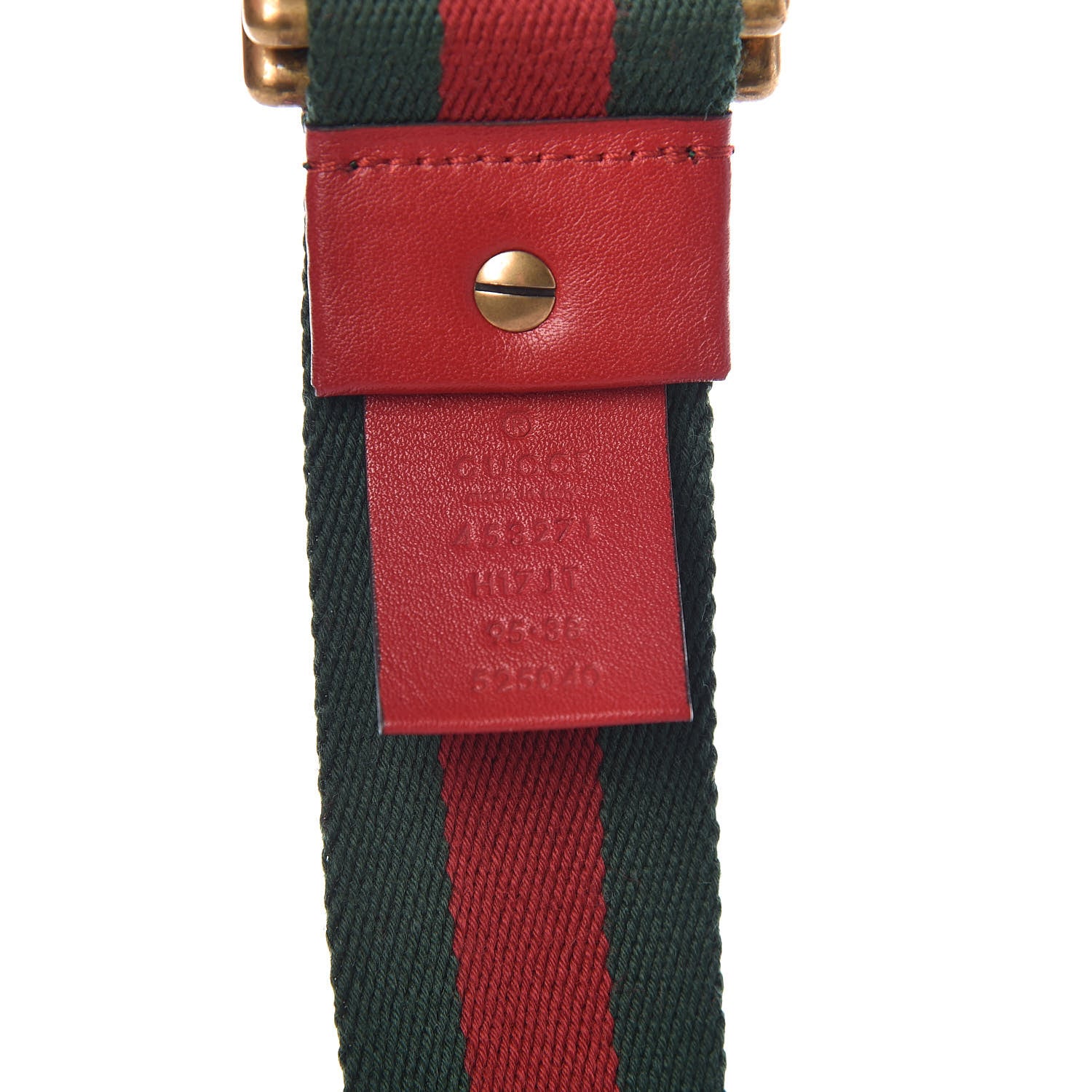 Gucci Web Feline D Ring Belt 95 38 Red Green 4 of 5