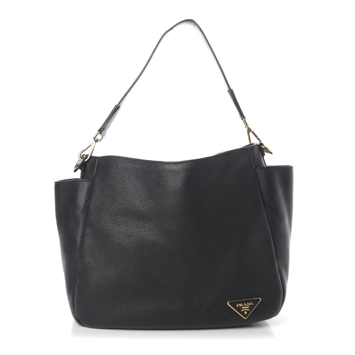 Vitello Daino Side Pocket Hobo Nero Black