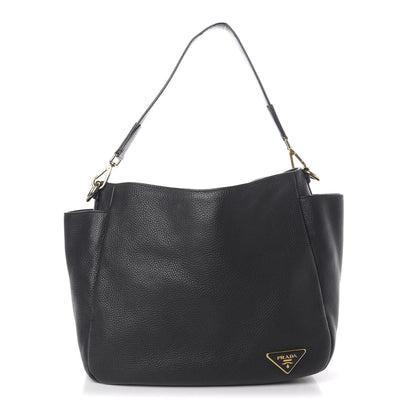 Prada Vitello Daino Side Pocket Hobo Nero Black 1 of 9