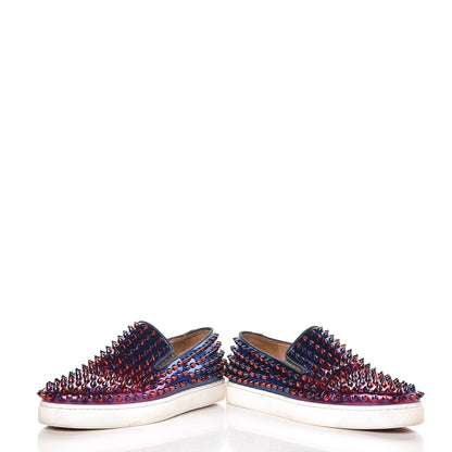 Christian Louboutin Patent Scarabe Spikes Roller Boat Flat 38 Rose Digitale 6 of 13