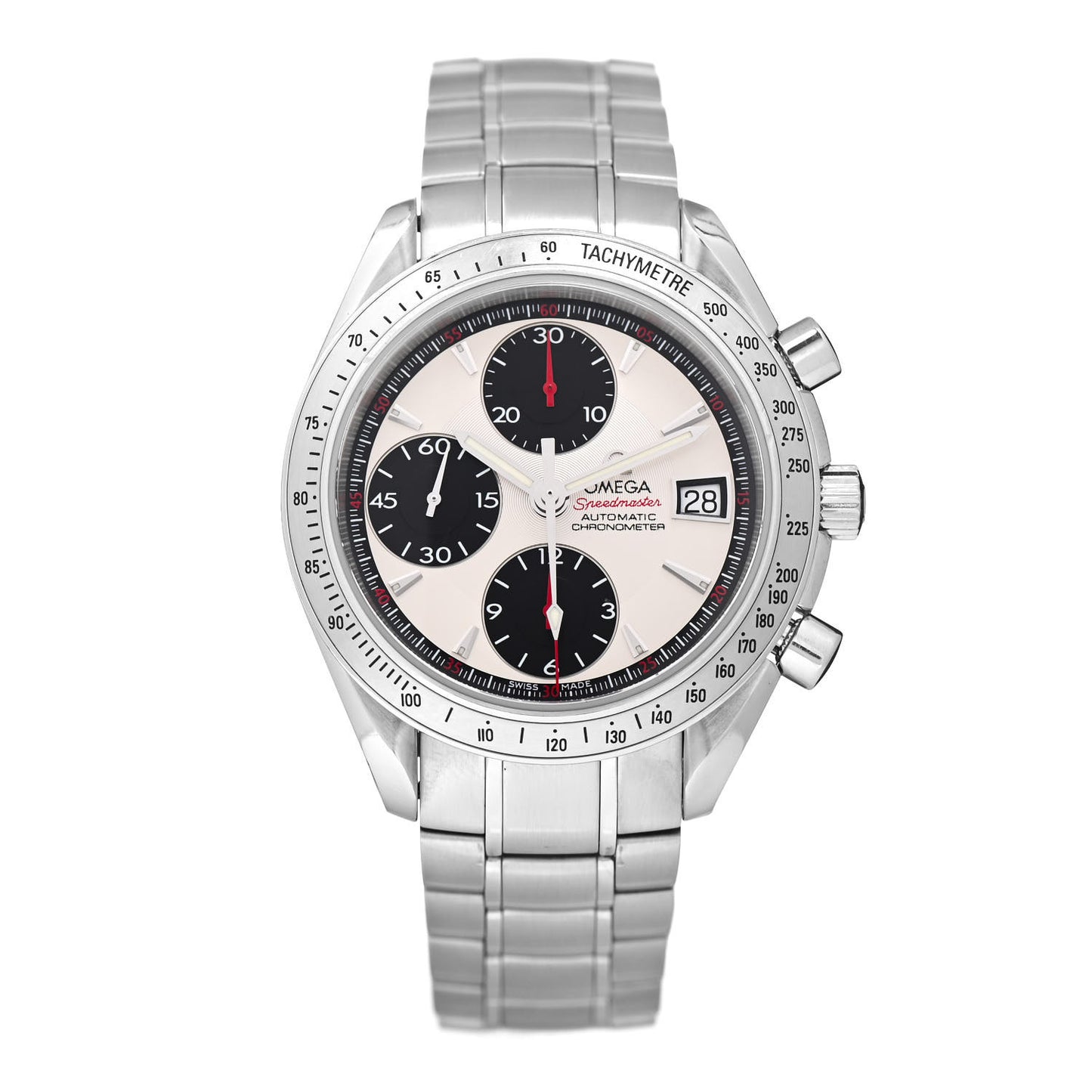 Stainless Steel 40mm Speedmaster Date Automatic Watch White 3211.31.00