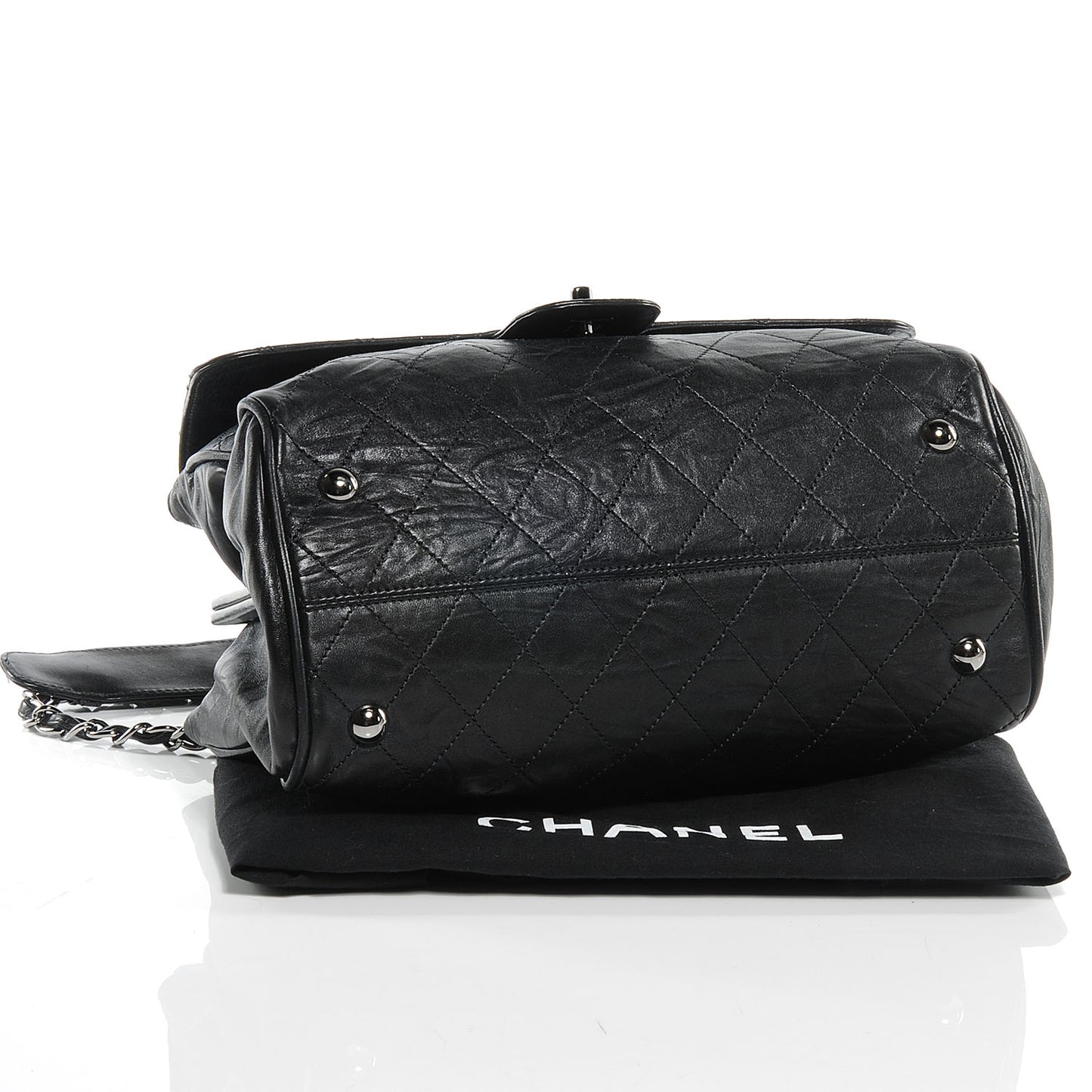 Leather Quilted Ritz Flap Bag Black