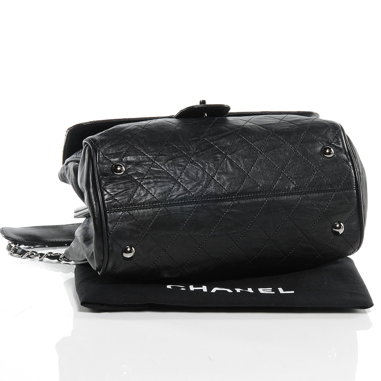 Chanel Leather Quilted Ritz Flap Bag Black 4 of 7