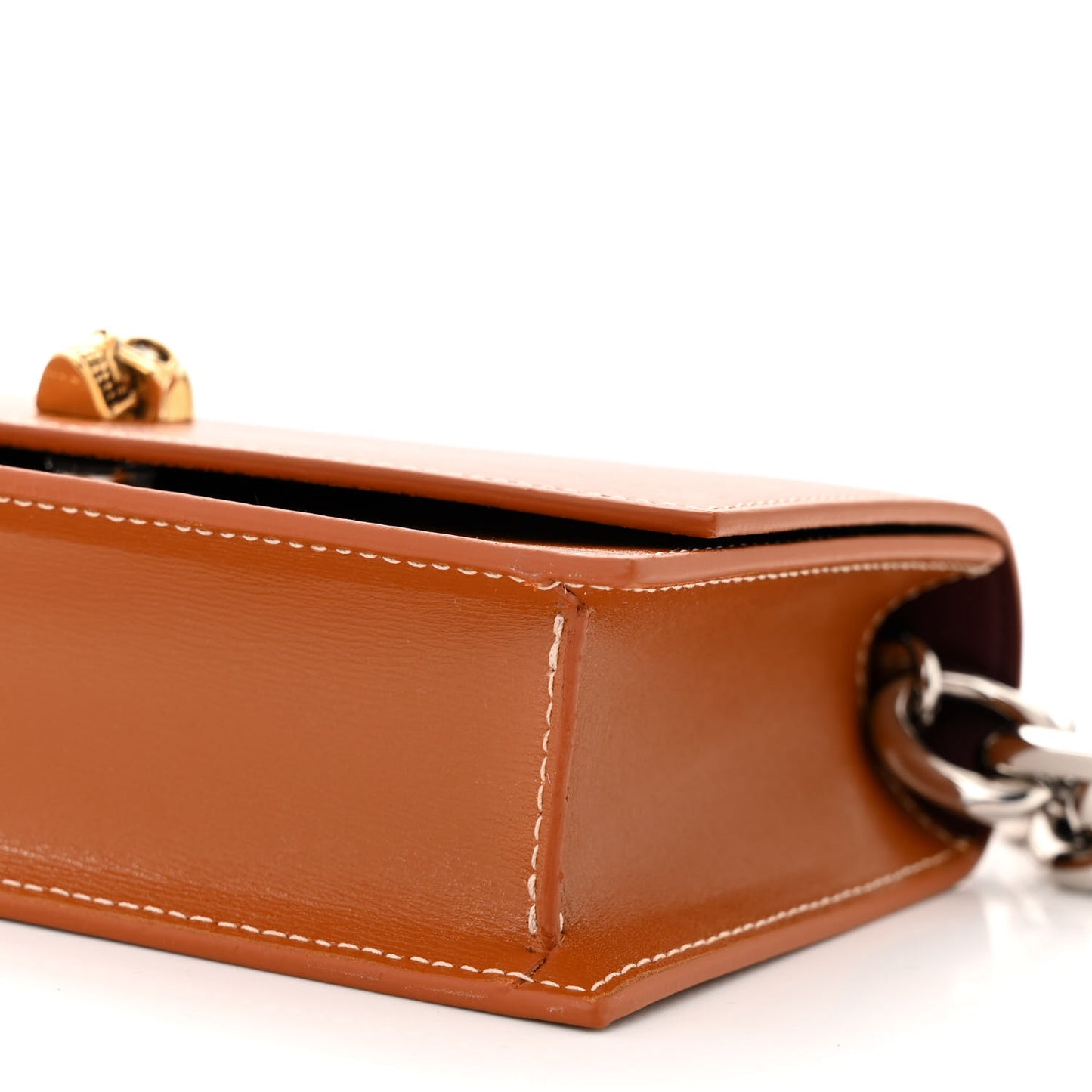 Calfskin Mini Skull Chain Crossbody Bag Caramel Tan