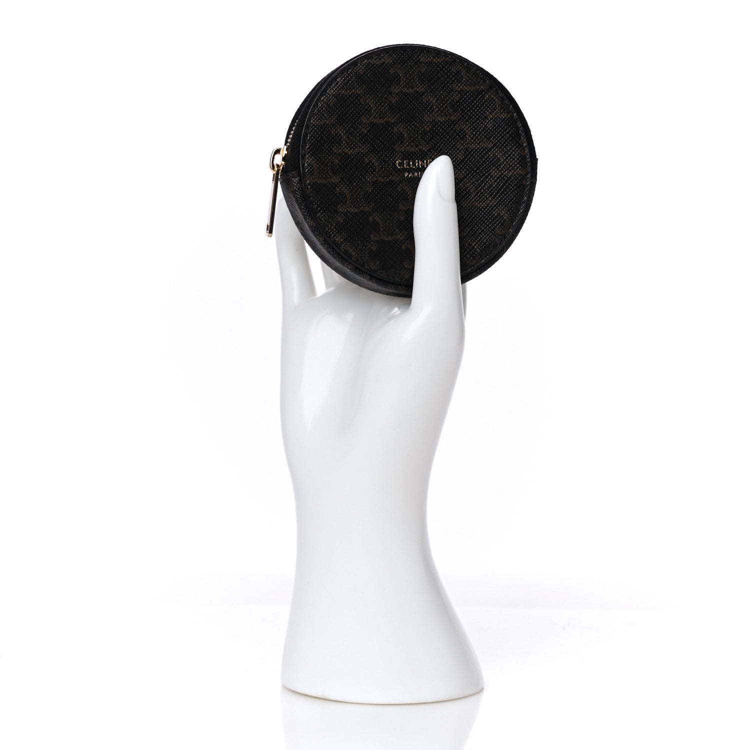 Celine Triomphe Canvas Round Zip Coin Purse 2 of 10
