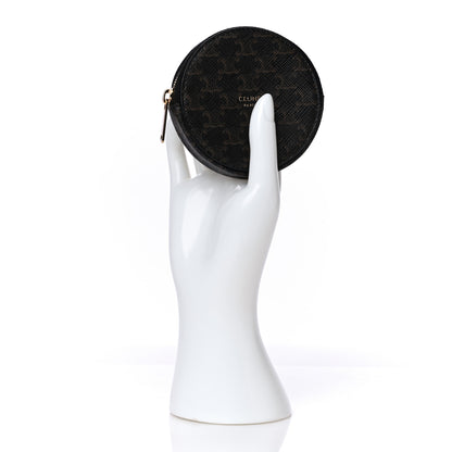 Celine Triomphe Canvas Round Zip Coin Purse 2 of 10