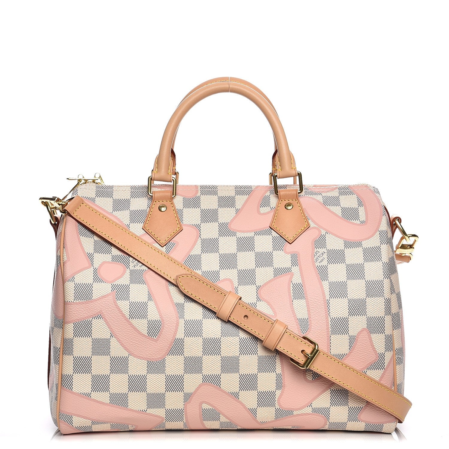 Louis Vuitton Damier Azur Tahitienne Speedy Bandouliere 30 Rose Ballerine 1 of 9