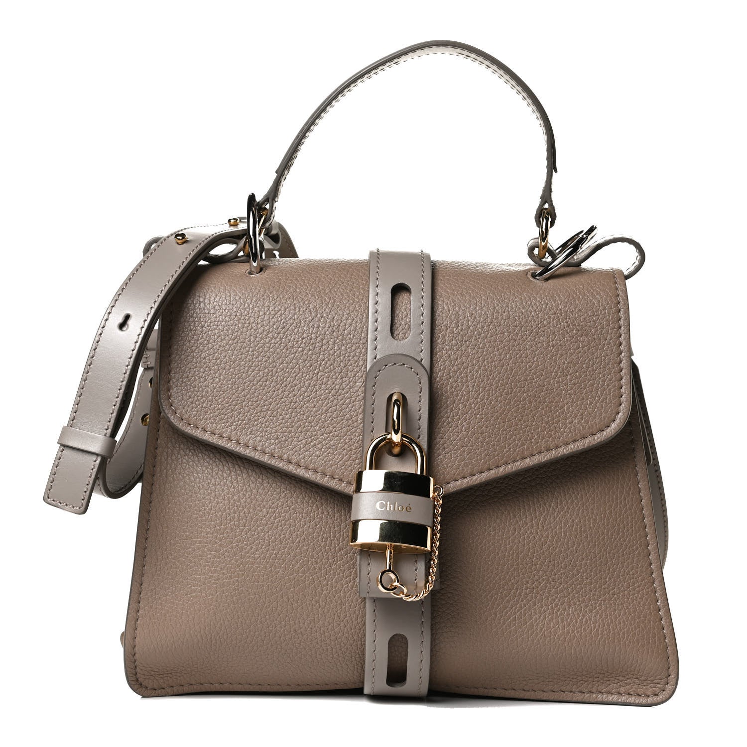 Chloe Shiny Grained Calfskin Medium Aby Day Shoulder Bag Motty Grey 1 of 15