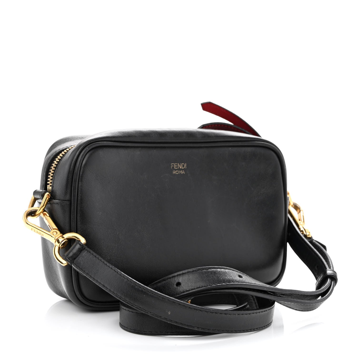 Fendi Vitello Century Bi-Color FF 1974 Embossed Mini Camera Case Maya Black 3 of 12