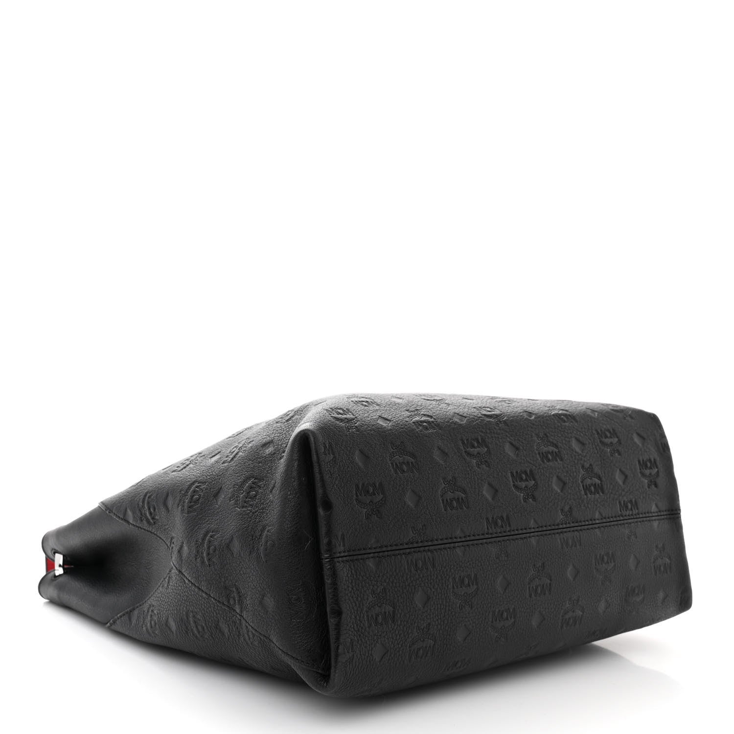 MCM Calfskin Ottomar Monogram Large Klara Hobo Black Red 4 of 11