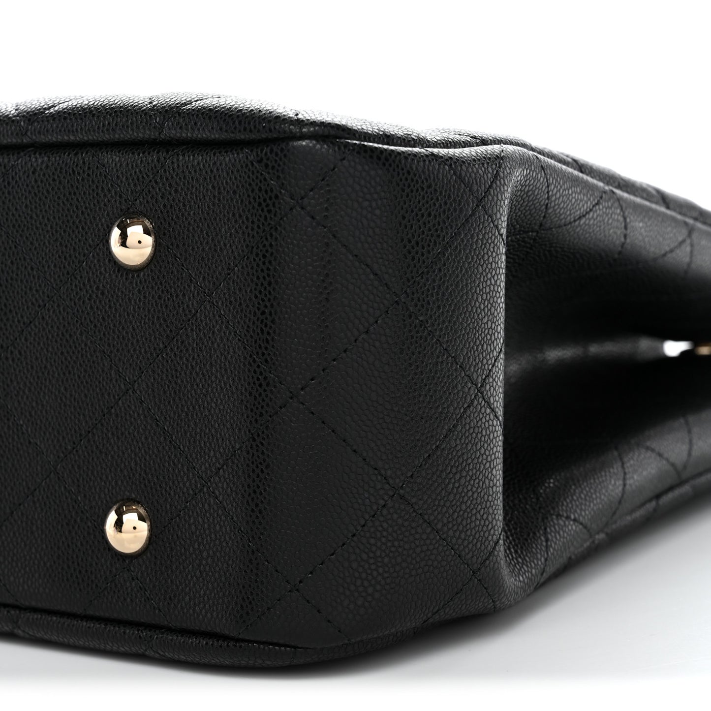 Caviar Quilted Large Shopping Tote Black