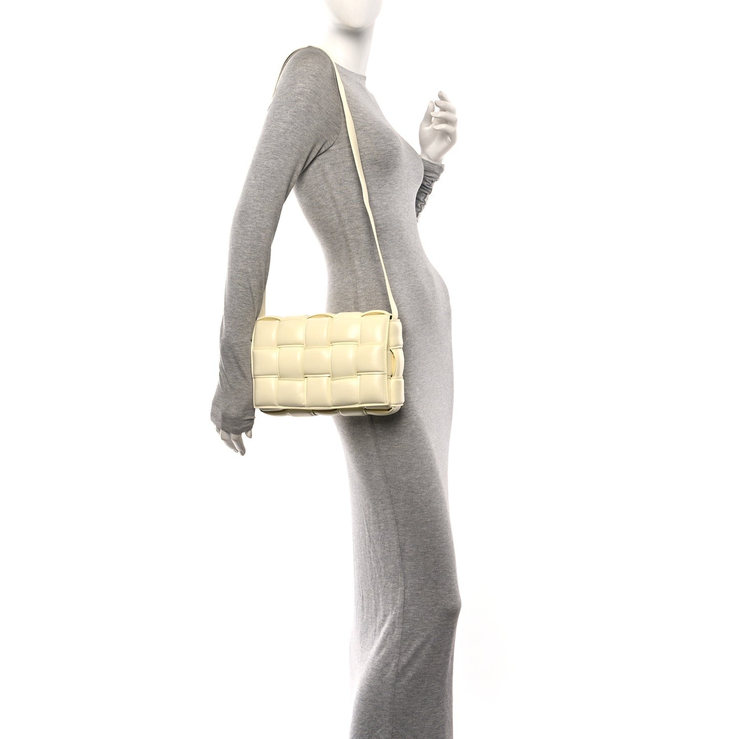 Nappa Maxi Intreccio Padded Cassette Crossbody Bag Ice Cream