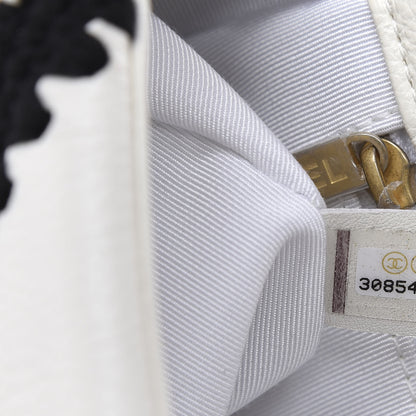 Chanel Calfskin Crochet Medium 19 Flap White Black 8 of 9