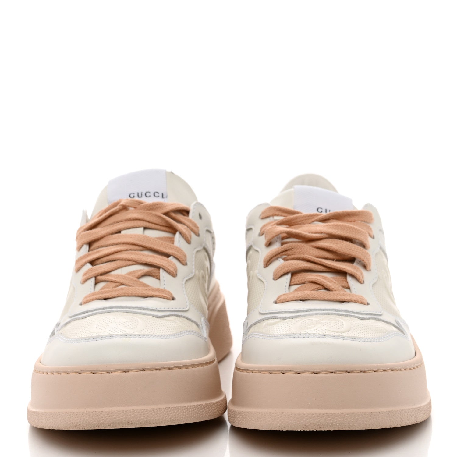 Gucci Calfskin GG Tennis Embossed Womens Platform 55mm Sneakers 38.5 White 2 of 8