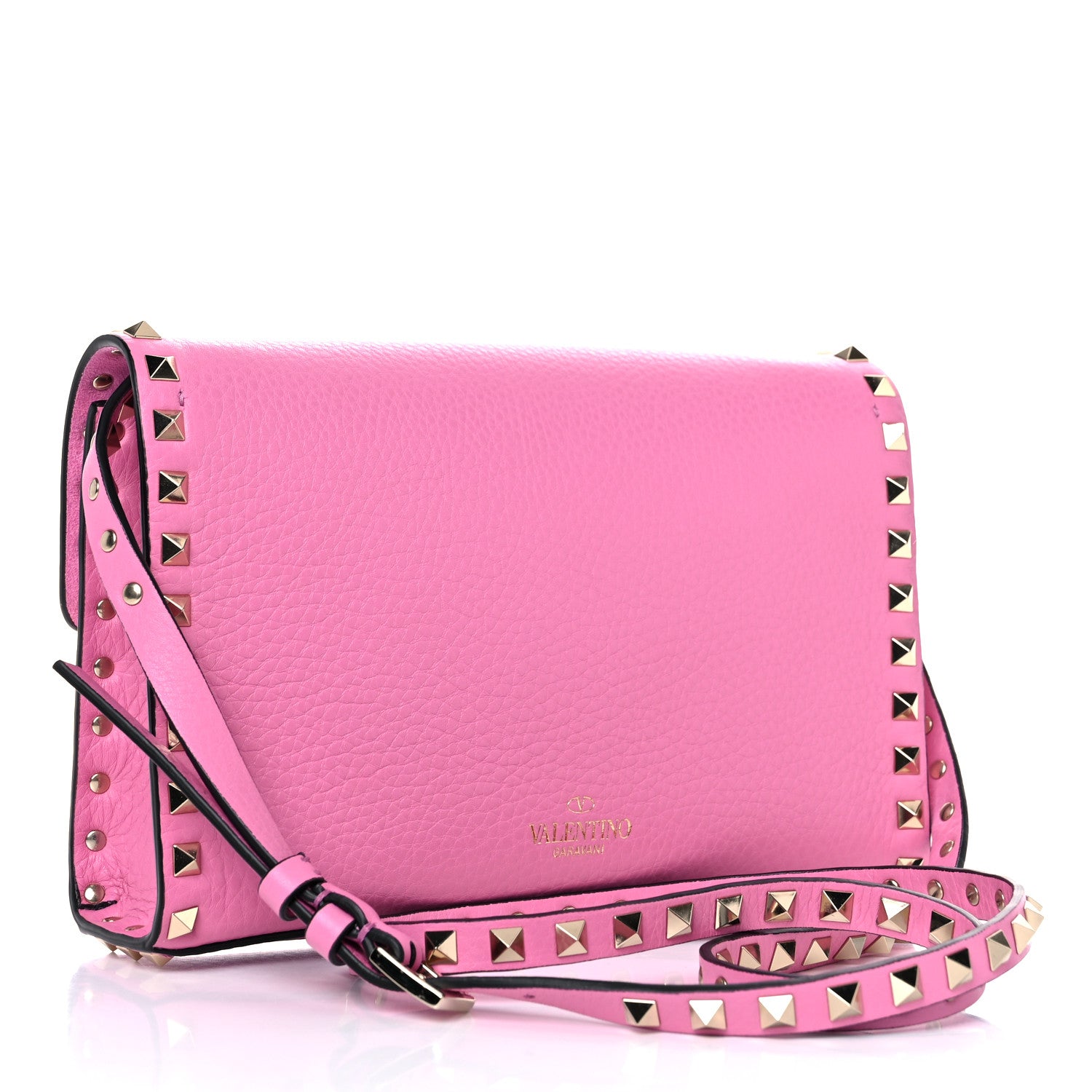 Valentino Garavani Pebbled Calfskin Medium Rockstud Flip Lock Crossbody Bag Dawn Pink 2 of 7