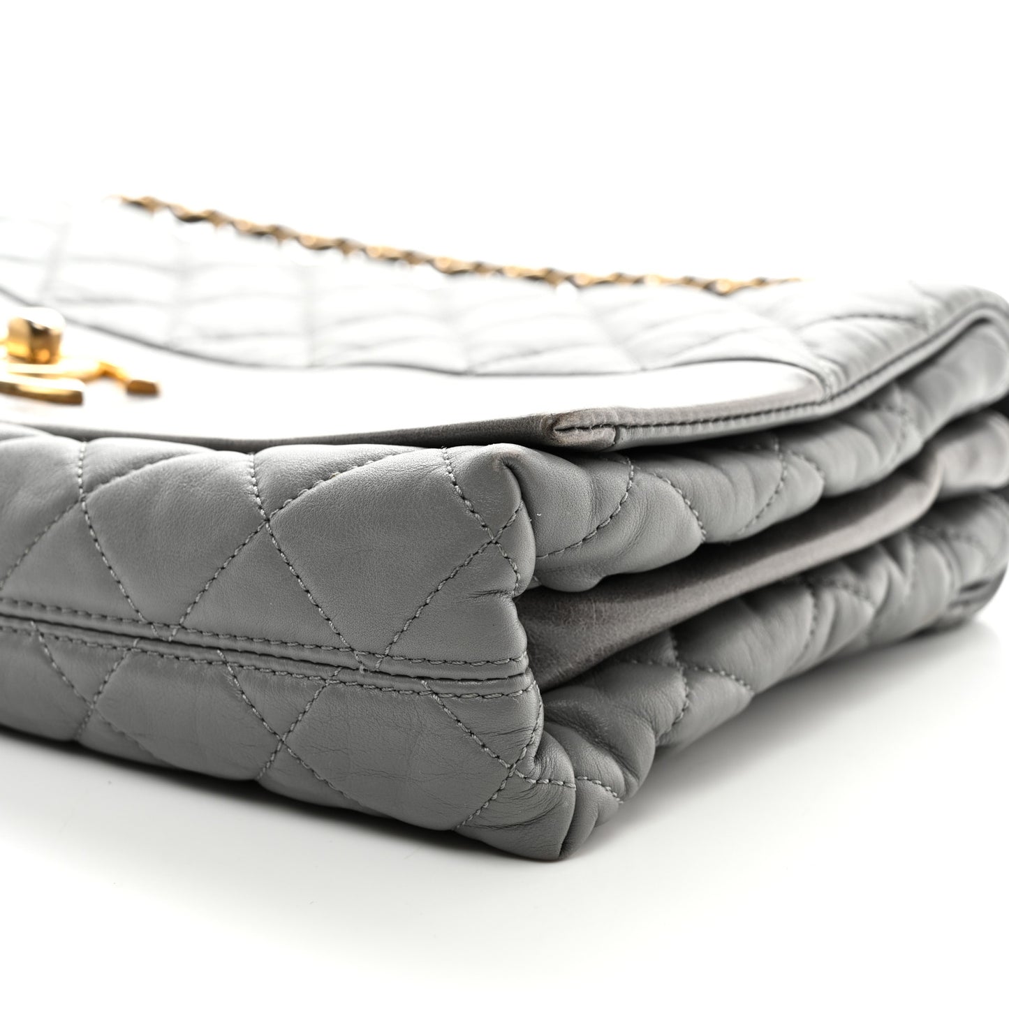 Calfskin Quilted Jumbo Soft Elegance Flap Grey