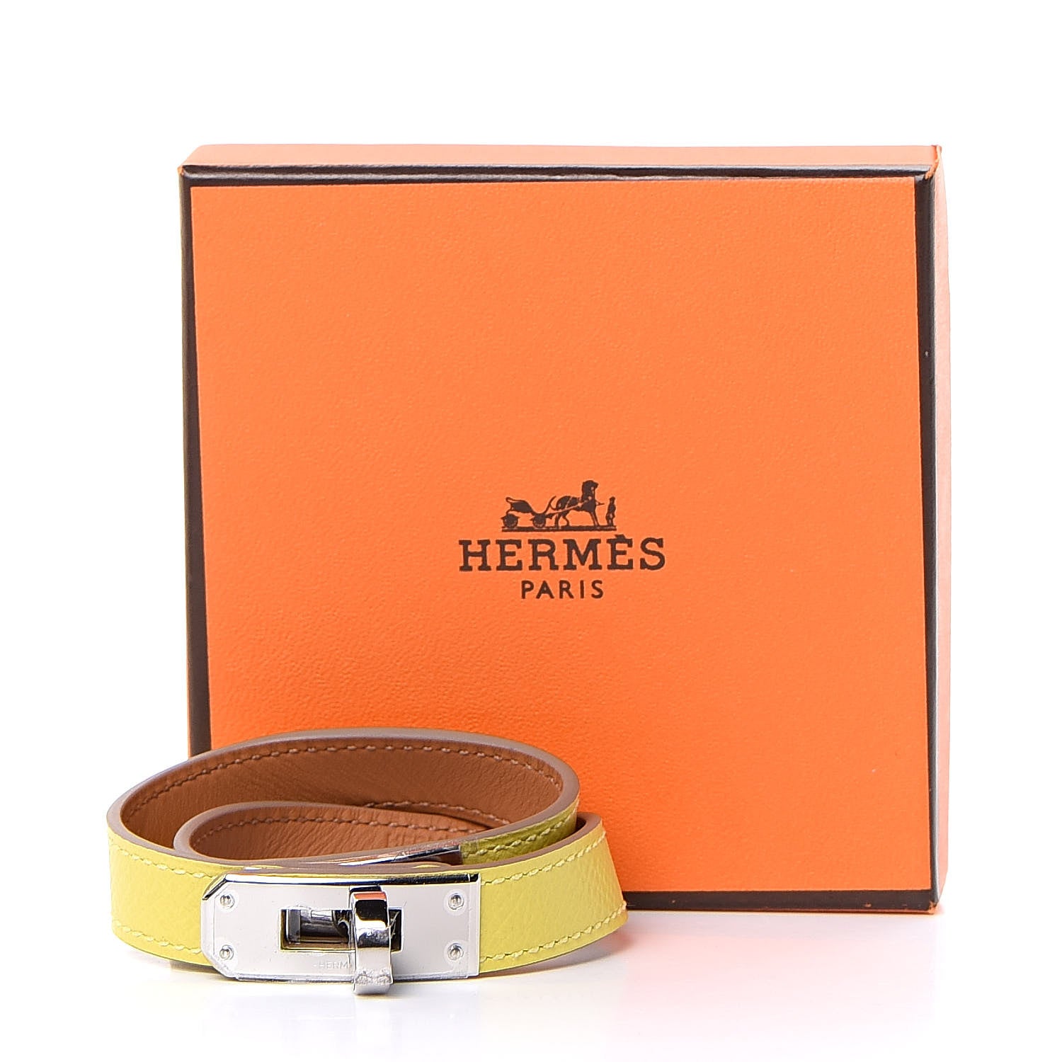 Hermes Epsom Kelly Double Tour Bracelet XS Lime 7 of 7