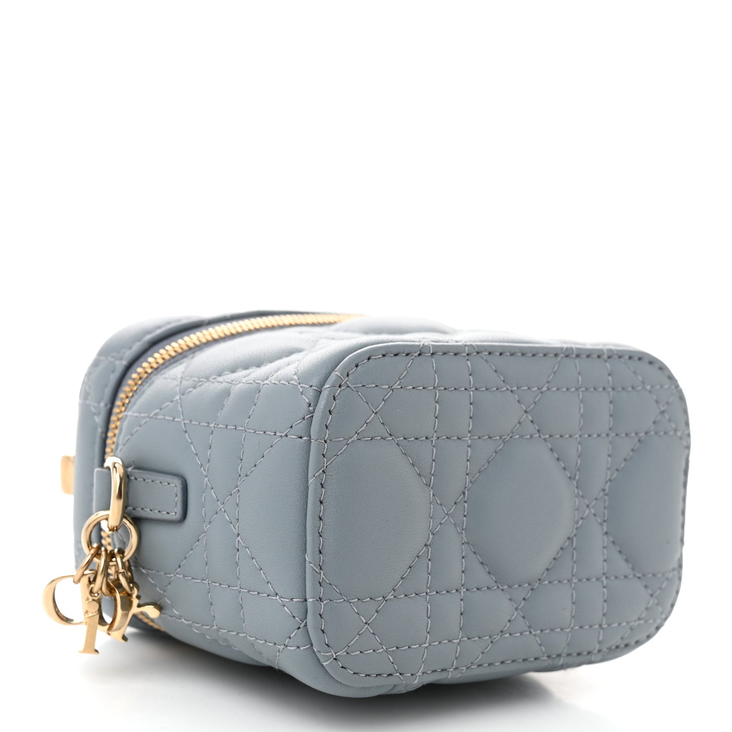 Lambskin Cannage Micro Lady Dior Vanity Case Cloud Blue