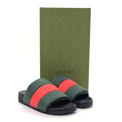 Gucci Nylon Web Womens Slide Sandals 39 Black Green Red 9 of 9