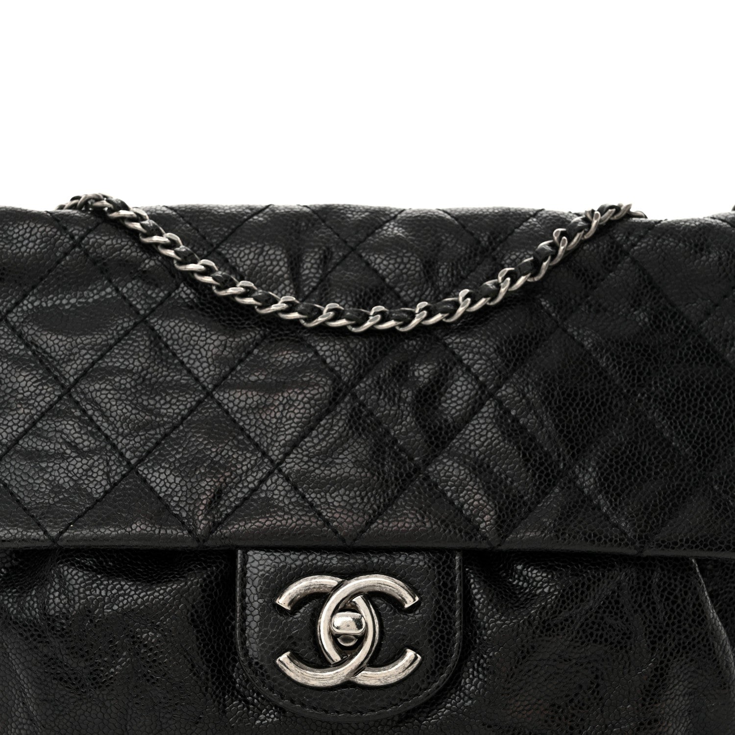 Chanel Caviar Quilted Medium Elastic Flap Black 8 of 10