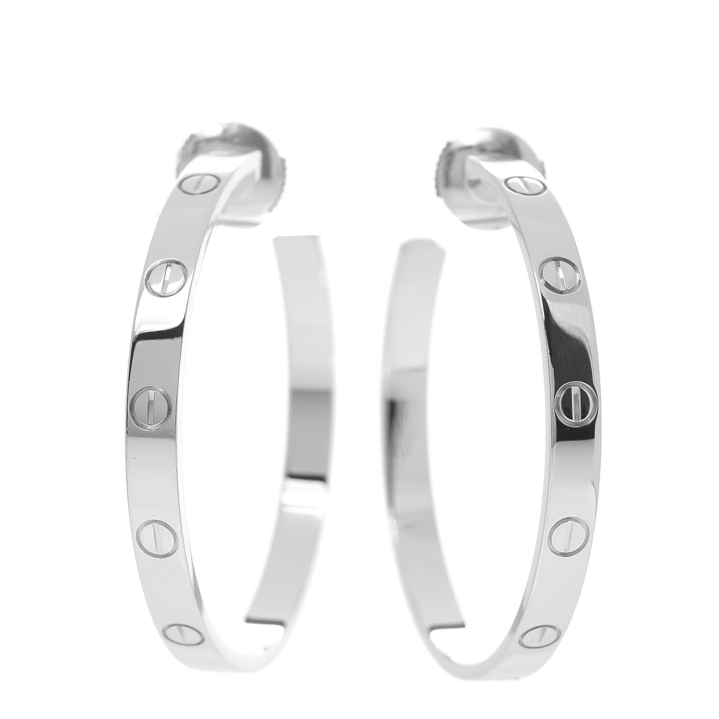 18K White Gold Large LOVE Hoop Earrings