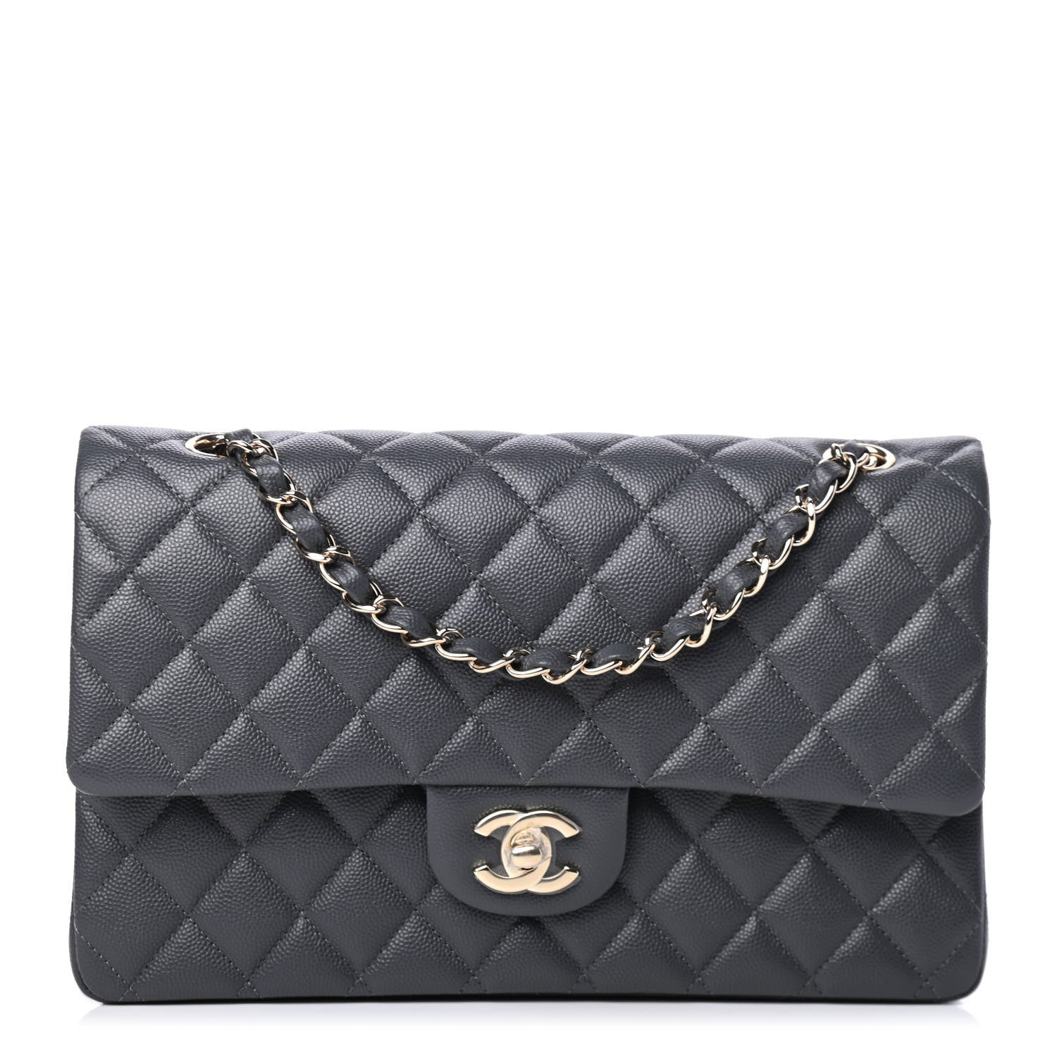 Chanel Caviar Quilted Medium Double Flap Dark Grey 1 of 4