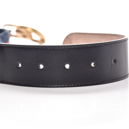 Gucci Nylon Calfskin Double G Web 40mm Belt 80 32 Blue Red Black 7 of 7