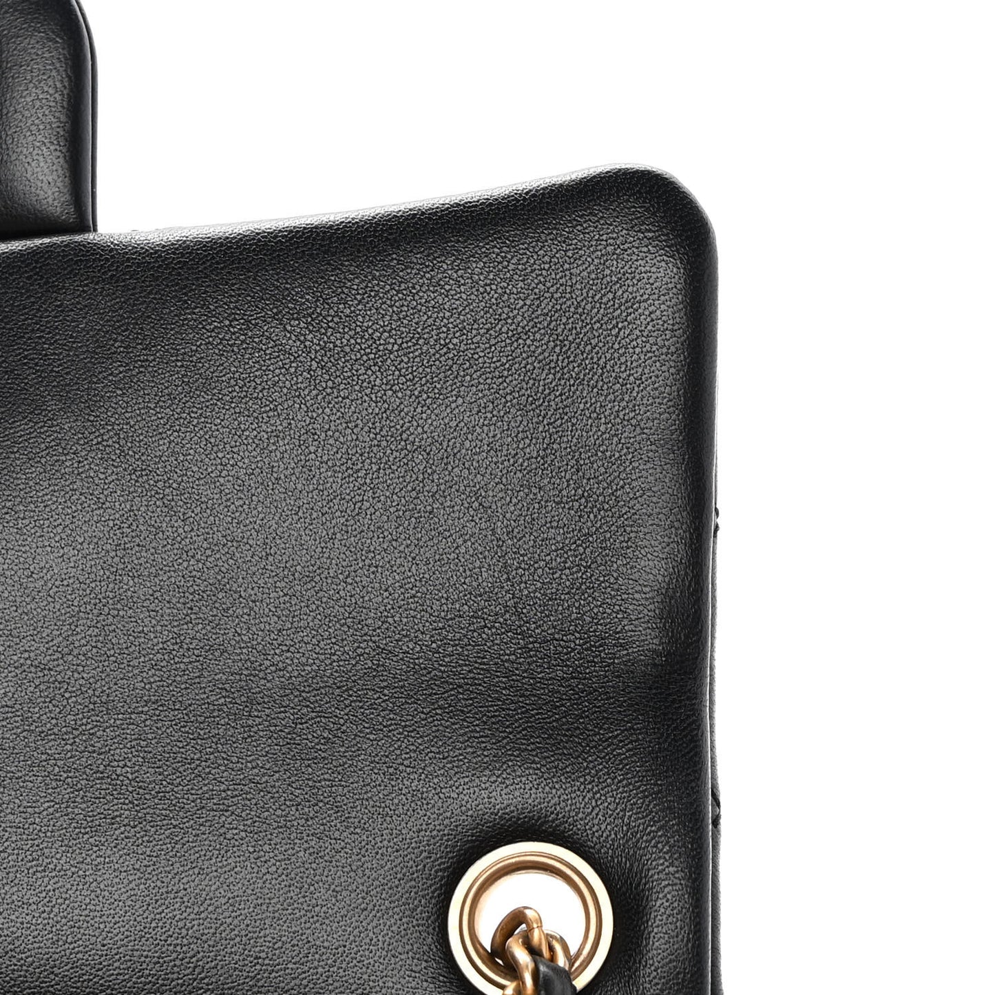 Lambskin Quilted Mini Rectangular Pearl Crush Flap Black