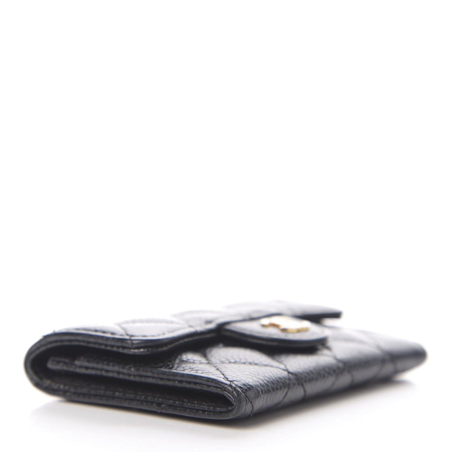 Caviar Quilted Flap Card Holder Black