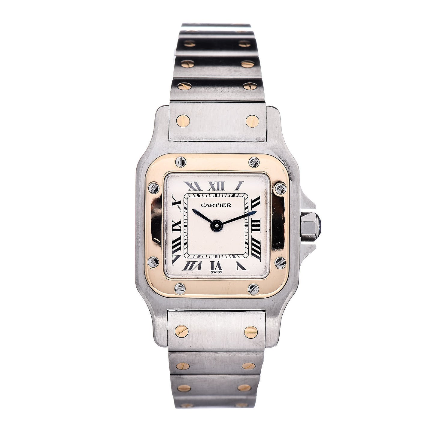 Stainless Steel 18K Yellow Gold 24mm Santos De Cartier Galbee Quartz Watch