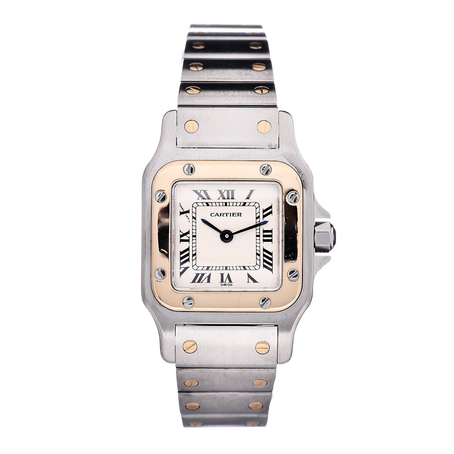 Cartier Stainless Steel 18K Yellow Gold 24mm Santos De Cartier Galbee Quartz Watch 1 of 7